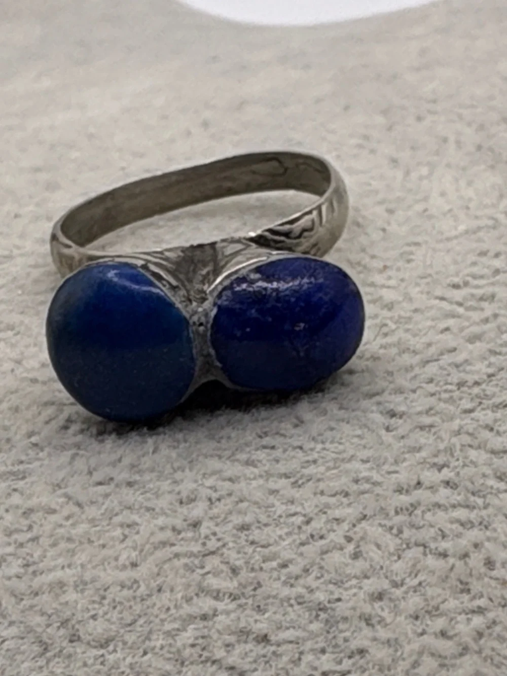 Antique Lapis Lazuli Turkmen Afgani Sterling Double Cabachon Statement Ring 8.5